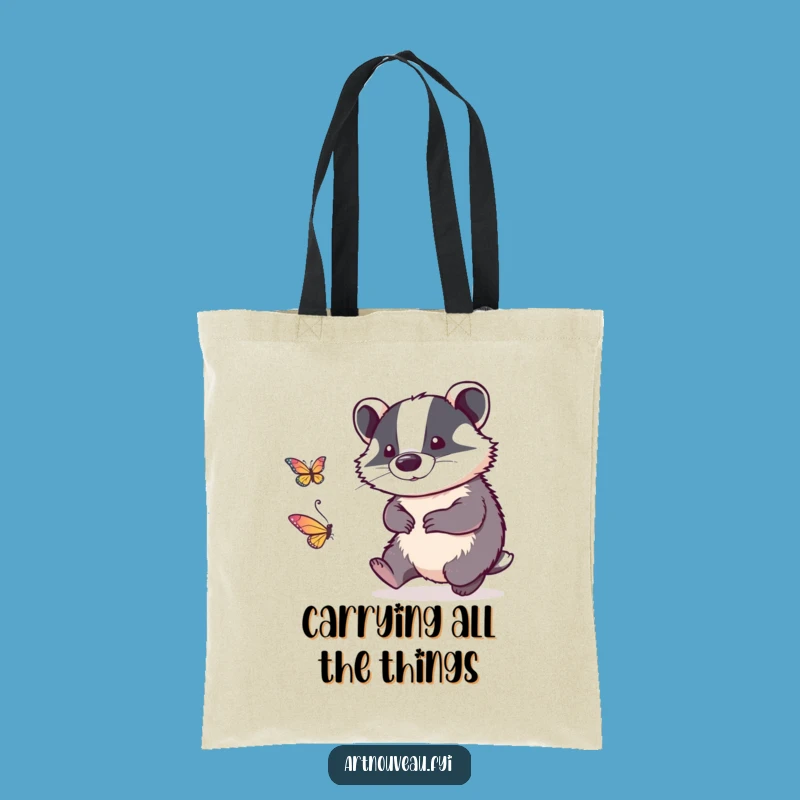 Funny Badger Tote Bag - Stylish Linework Art, Playful Chase Accessory