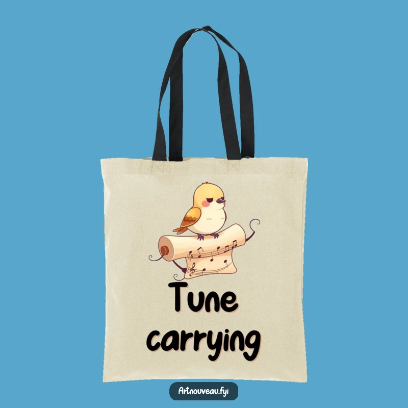 Funny Bird Tote Bag: Musical Scroll Art for Everyday Melodies