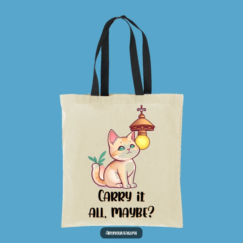 Funny Cat Lamp Tote Bag, Curious Feline Accessory Bag, Ideal Funny Gift
