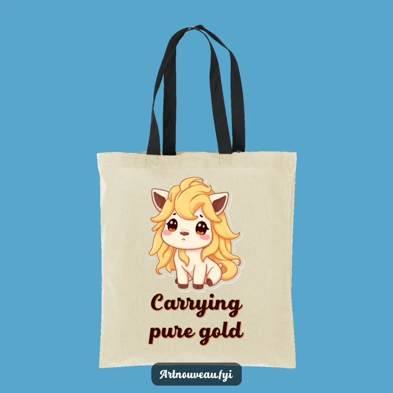 Funny Golden Mane Animal Tote Bag - Curious Everyday Carry Gift