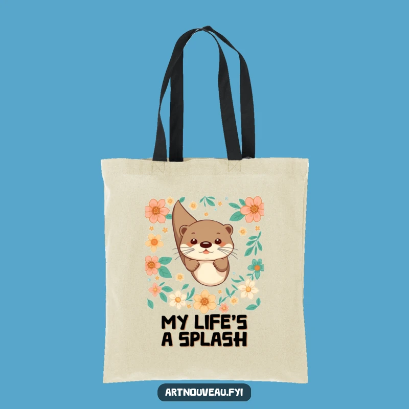 Funny Otter Dive Tote Bag: Stylish, Playful, Floral Patterns, Practical Funny Gift