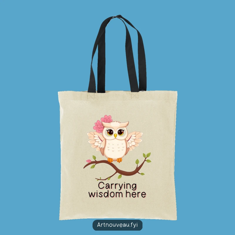 Funny Owl Tote Bag: Floral Wings Design, Practical Funny Gift for Bookworms