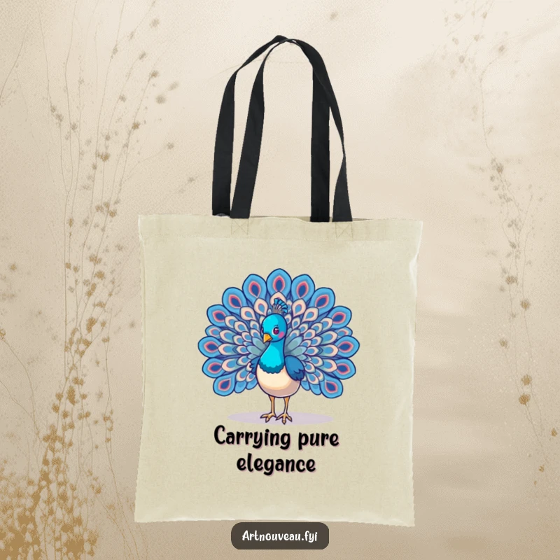 Funny Peacock Wings Tote Bag with a majestic bird showing off intricate, swirling feather art, ideal for stylish and humorous everyday use.