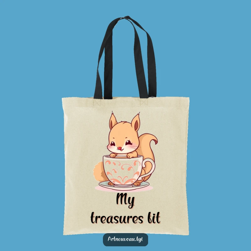 Funny Squirrel Tote Bag - Happy Sips Art, Spiraling Cup Accessory