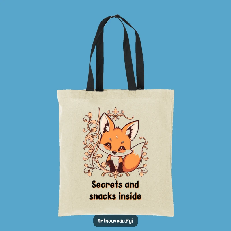 Funny Fox Peek Tote Bag: Stylish, Curious Fox, Ornate Designs, Practical Funny Gift